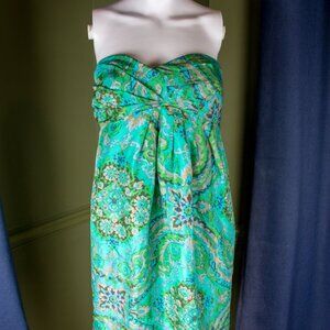 J. Crew - Teal Blue Green - Paisley - Silk Dress - Strapless - Women's Size - 10